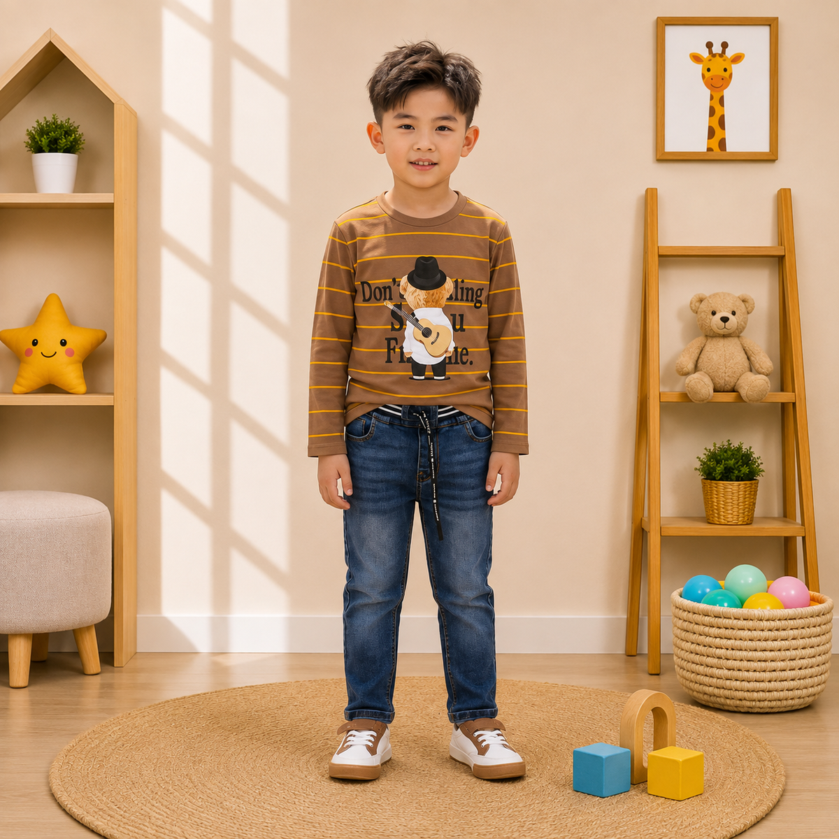 Boys’ Striped Graphic Shirt & Denim Set