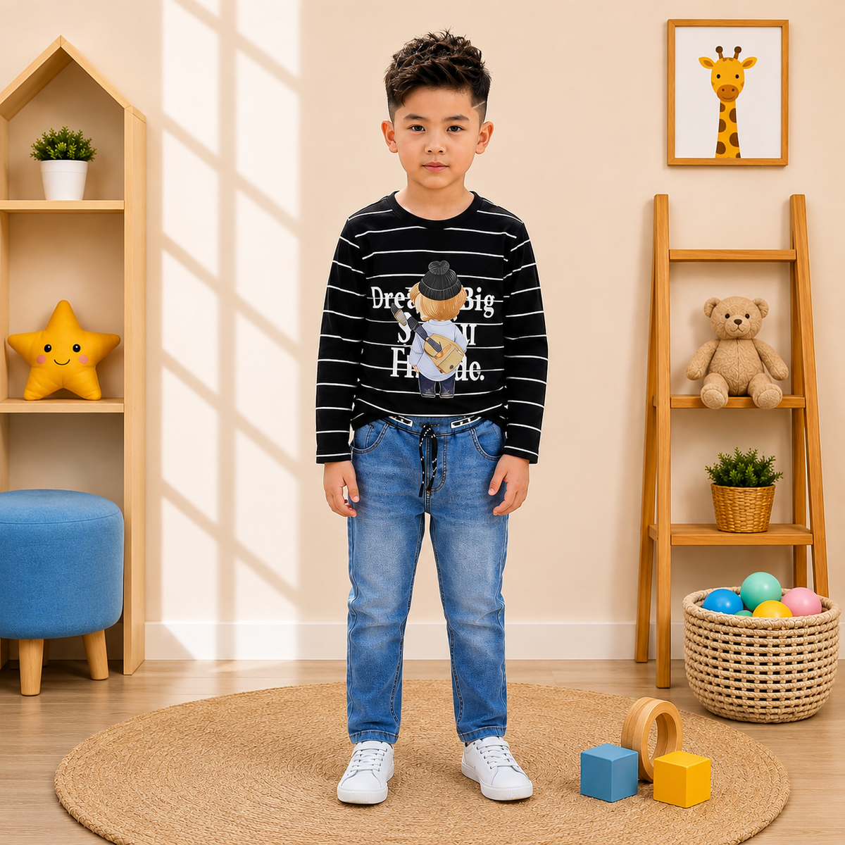 Boys’ Striped Graphic Shirt & Denim Set