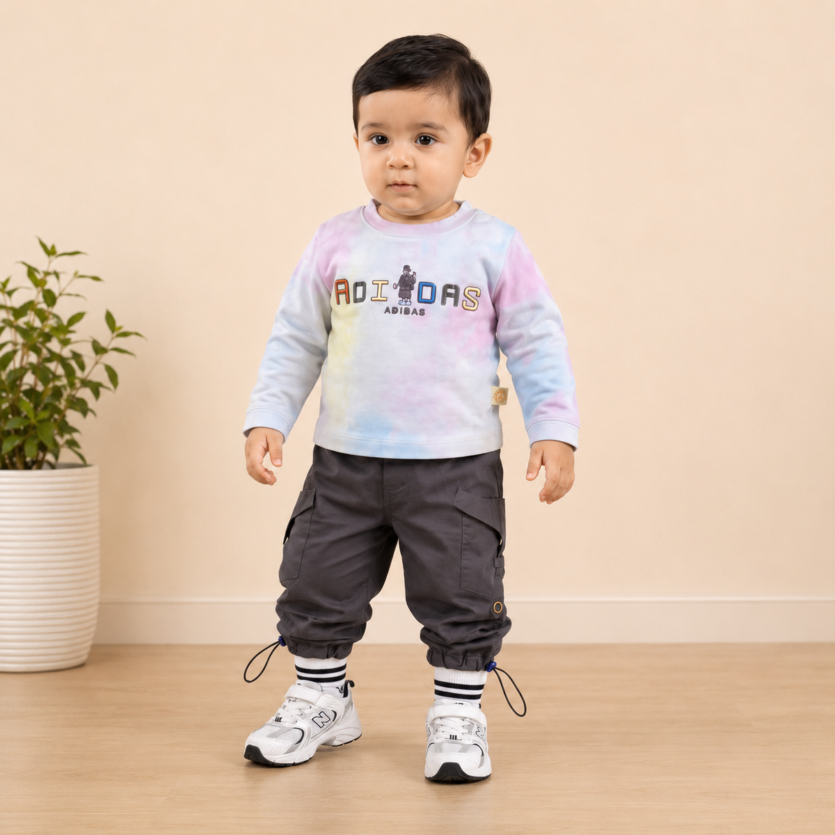 Kids Tie-Dye Top & Cargo Jogger Set – Soft Cotton Two-Piece Outfit