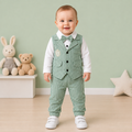 Baby Boy Striped Vest Romper Set with Bow Tie – Formal 3-Piece Outfit