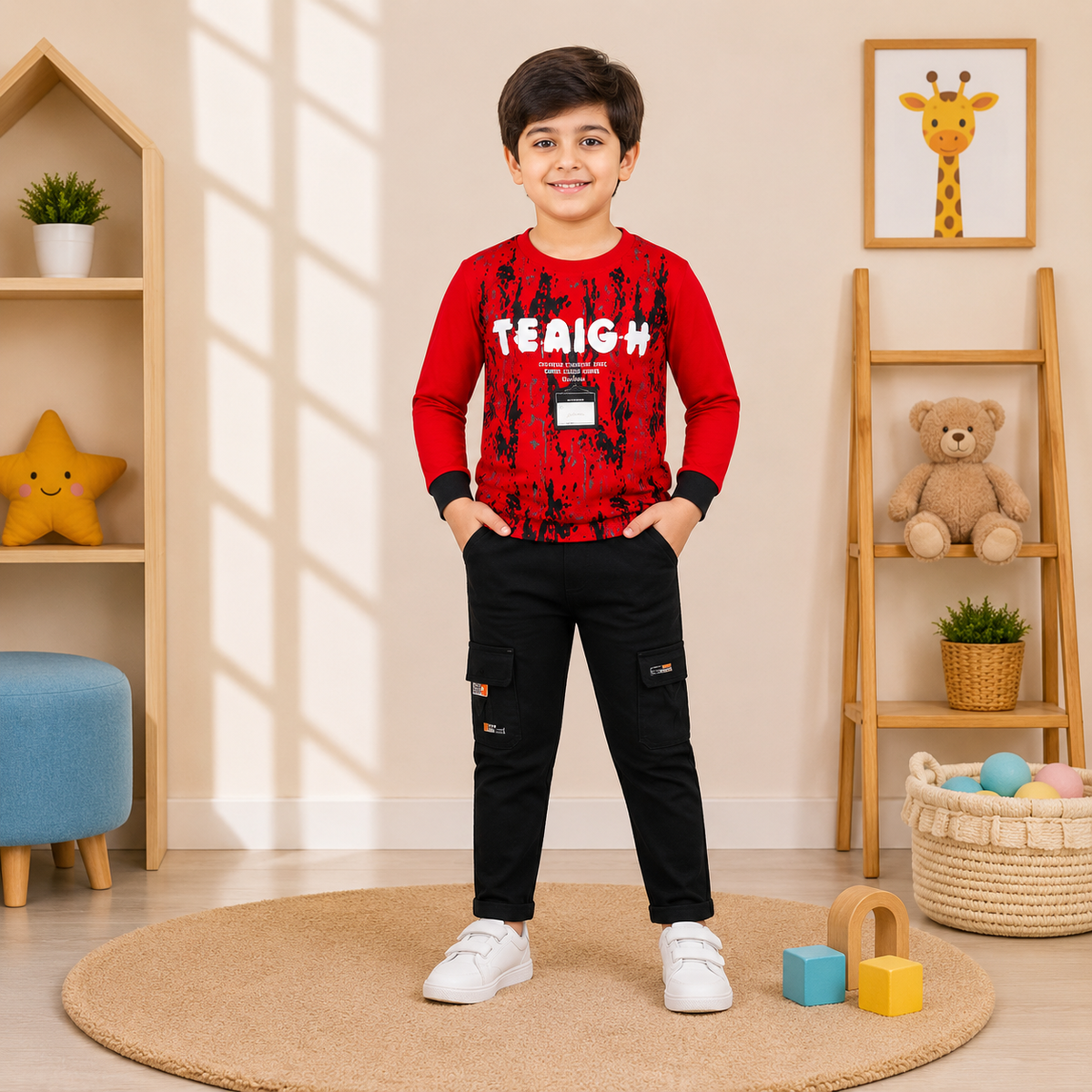 Printed Sweatshirt & Cargo Pant Set